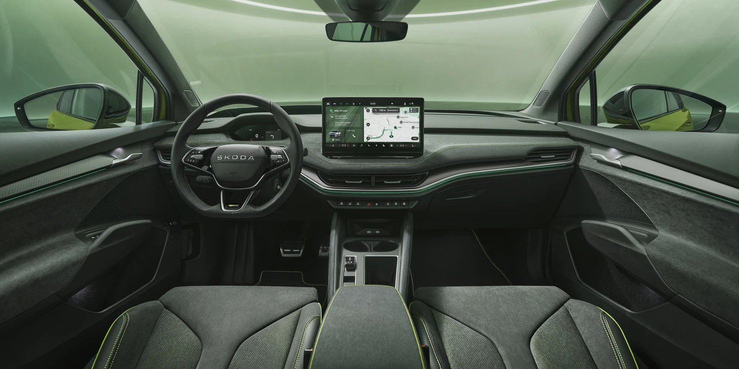 Cutting-edge technology meets sleek design in the Enyaq RS to deliver elegance and effortless control.